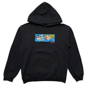Y2K 00's Hookups Battle School Fighting Girls Anime Pullover Hoodie Black S